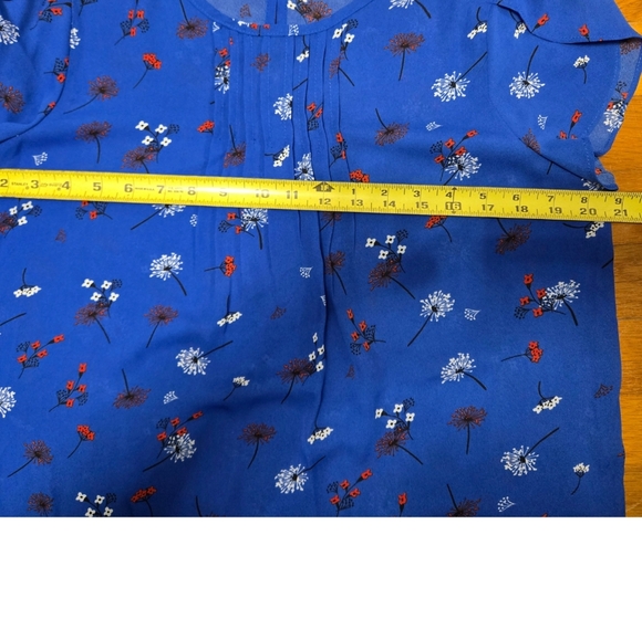 Fun 2 Fun Short Sleeve Blouse Shirt Blue Size Large - Picture 5 of 7